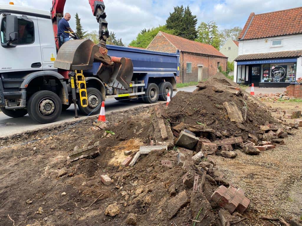 This is a photo of a dig out being carried out for the installation of a new tarmac driveway. Works being carried out by New Romney Driveways