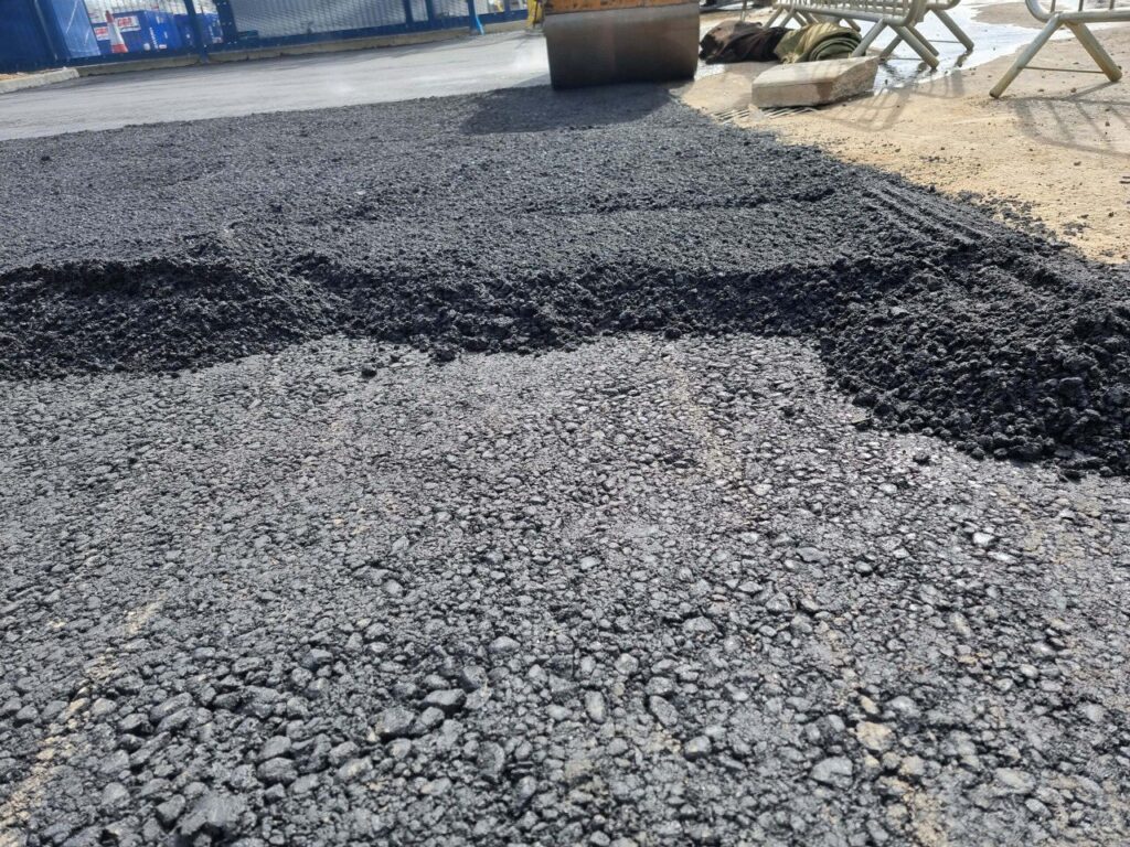 This is tarmac being laid by New Romney Driveways